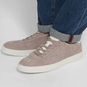 Tod's Perforated Suede and Leather Sneakers Slate Gray